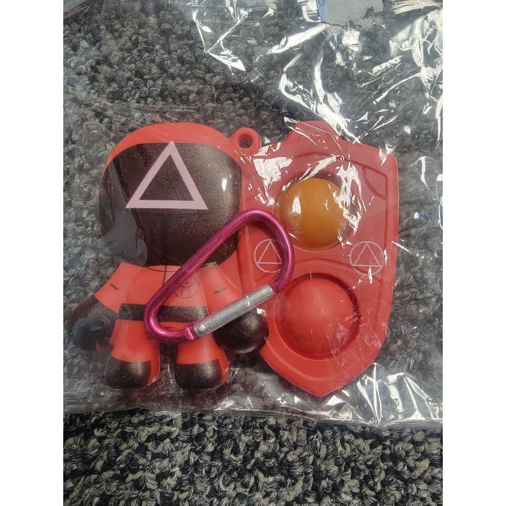 Squid Game Guard Figure Keychain With Pop It Fidget Toy triangle